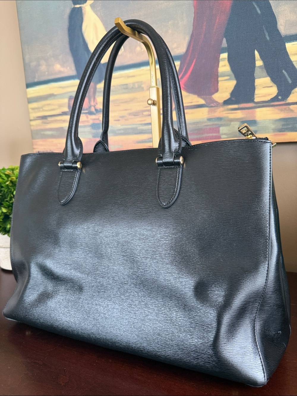 LAUREN Ralph Lauren 🖤NEWBURY🖤 DOUBLE ZIP LARGE TOTE BAG 🌟EUC🌟 - Picture 5 of 17
